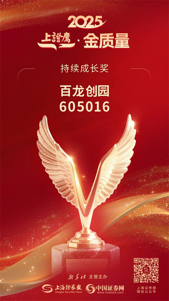 百龍創(chuàng)園斬獲 2025“上證鷹?金質(zhì)量” 持續(xù)成長獎 以穩(wěn)健增長詮釋高質(zhì)量發(fā)展底色